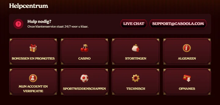 casoola casino hulp